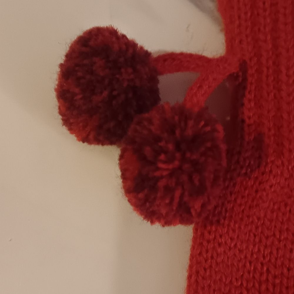 C.C Red Knit Gloves with Pom-Poms - Picture 2 of 5